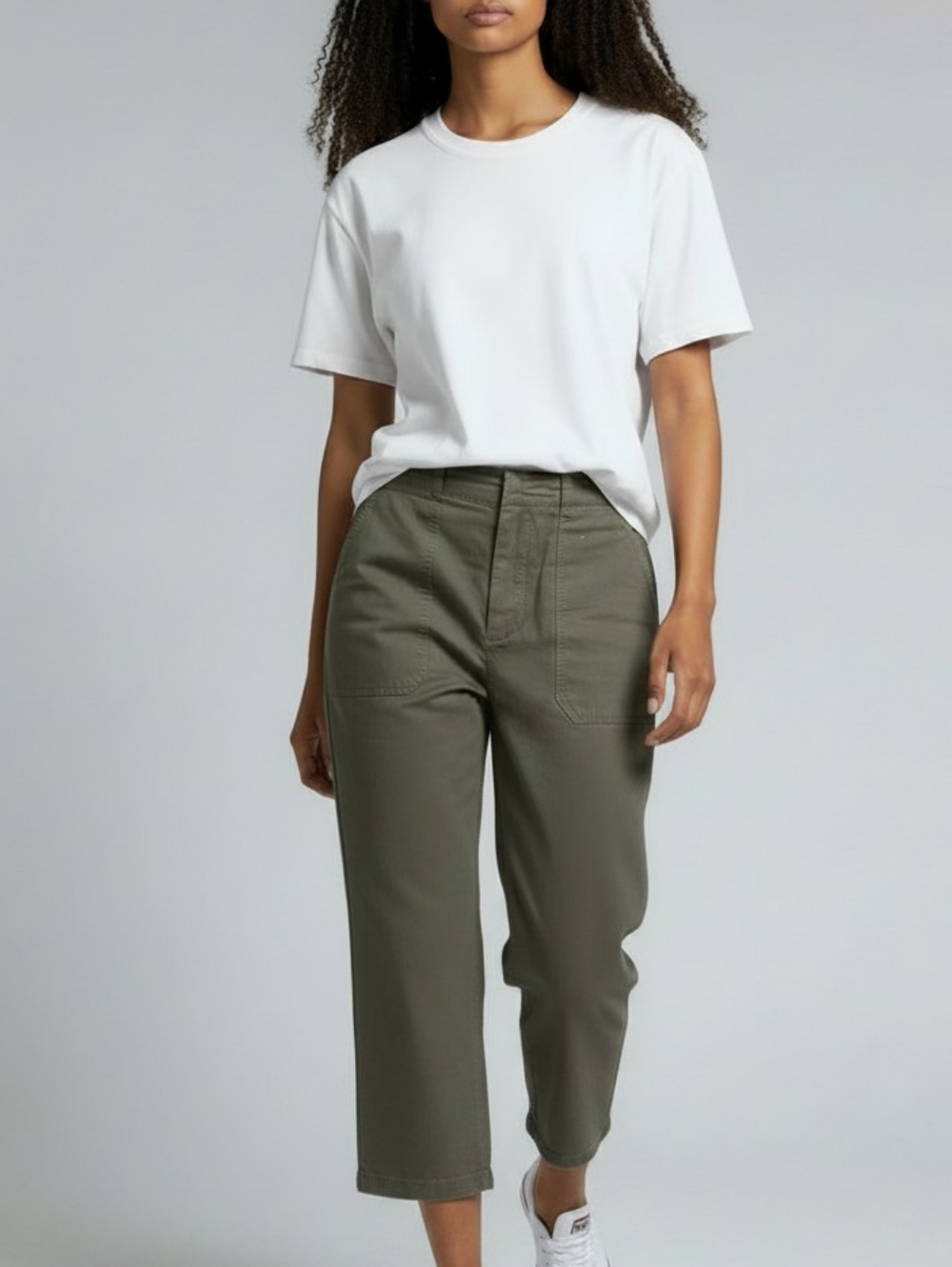 Rag & Bone Leyton Workwear Pants Olive Green Cropped Straight Cotton Neutral 8